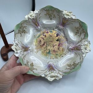 Antique RS Prussia Style Porcelain serving bowl floral turn of the 20th century.